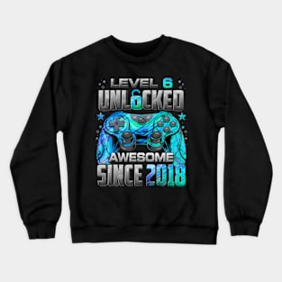 Unlocked Awesome Since 2018 6Th Birthday Gaming Crewneck Sweatshirt